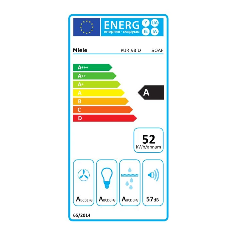 Miele PUR 98 D RAL-színben egyedi gyártásban kapható  fali páraelszívó
