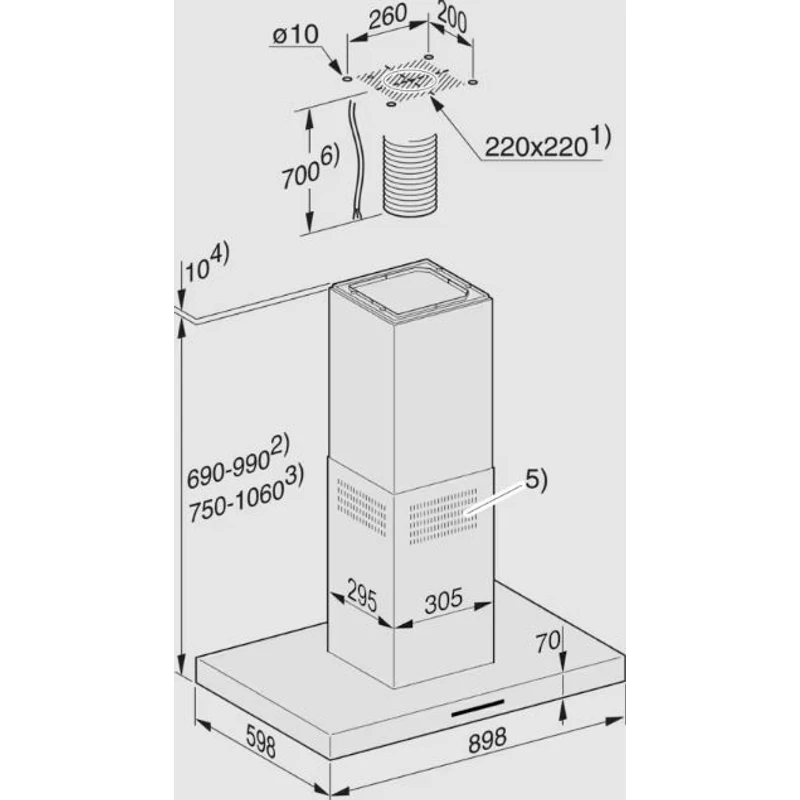 Miele PUR 98 D RAL-színben egyedi gyártásban kapható  fali páraelszívó