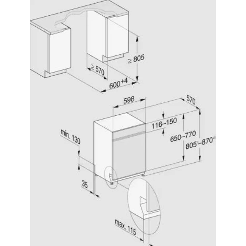 Miele G 7210 SCi beépíthető mosogatógép látható kezelőpanellel