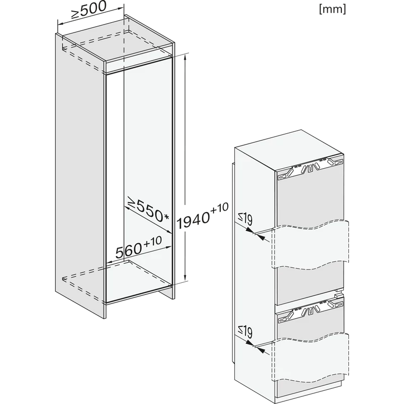 Miele KFN 7844 C  beépíthető kombinált hűtőszekrény