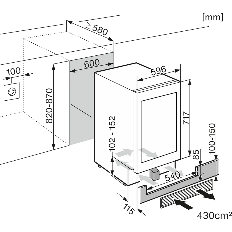 Miele KWT 6322 UG-1 üvegajtós Beépíthető borhűtő
