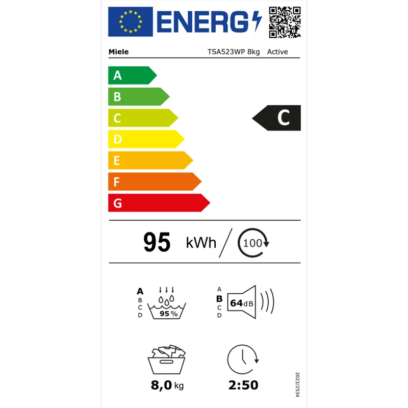 Miele TSA523WP 8kg Active hőszivattyús szárítógép