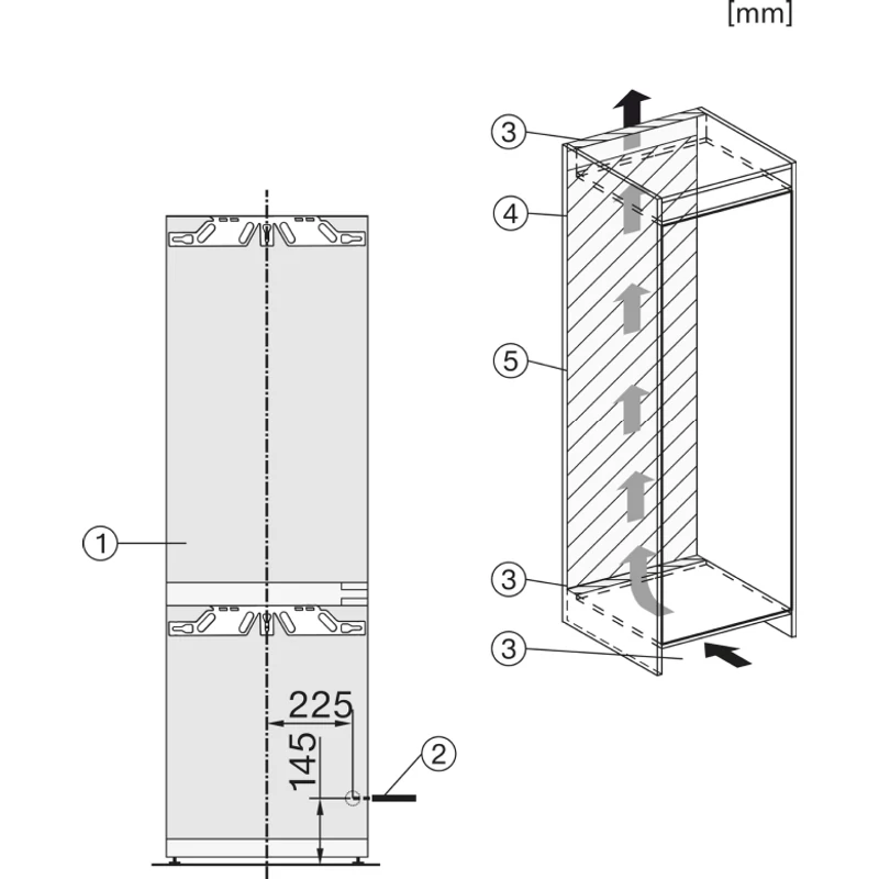 Miele KFN 7744 E beépíthető kombinált hűtőszekrény
