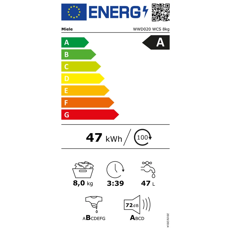 Miele  WWD020 WCS 8kg W1 elöltöltős mosógép